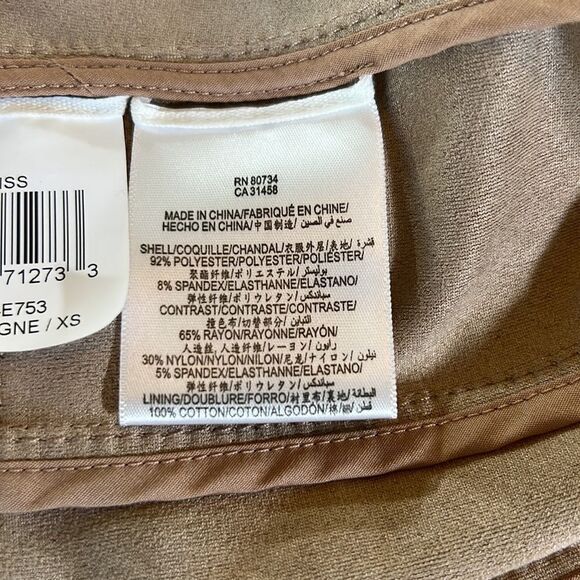 BCBGMAXAZRIA Women’s Reiss Stretch Woven Microsuede Fringe Jacket Tan Size XS - Picture 15 of 16